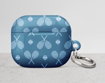 Tennis Babe AirPods Case – Blue Hard Court Pattern
