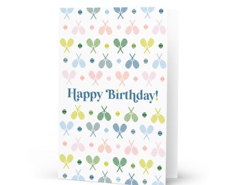 Tennis Happy Birthday Card in All Court Pattern
