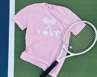 Tennis LOVE T-Shirt, Comfort Colors Heavyweight Tee, Tennis Lover Gift, Unisex Shirt