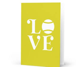 Tennis LOVE Greeting Card in Tennis Ball Yellow