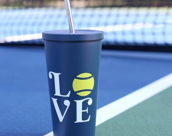 Tennis LOVE 20 oz. Tumbler Cup with Straw