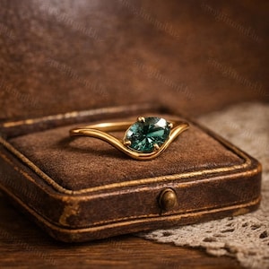Teal Sapphire Ring, Oval Green Gemstone, Sterling Silver, Women Ring,  Anniversary Gift For Her, Engagement Ring
