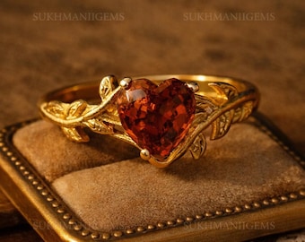 Anillo de corazón de rubí en plata de ley 925 / Anillo de corazón de rubí / Anillo de piedra preciosa roja hecho a mano / Regalo romántico de amor para ella
