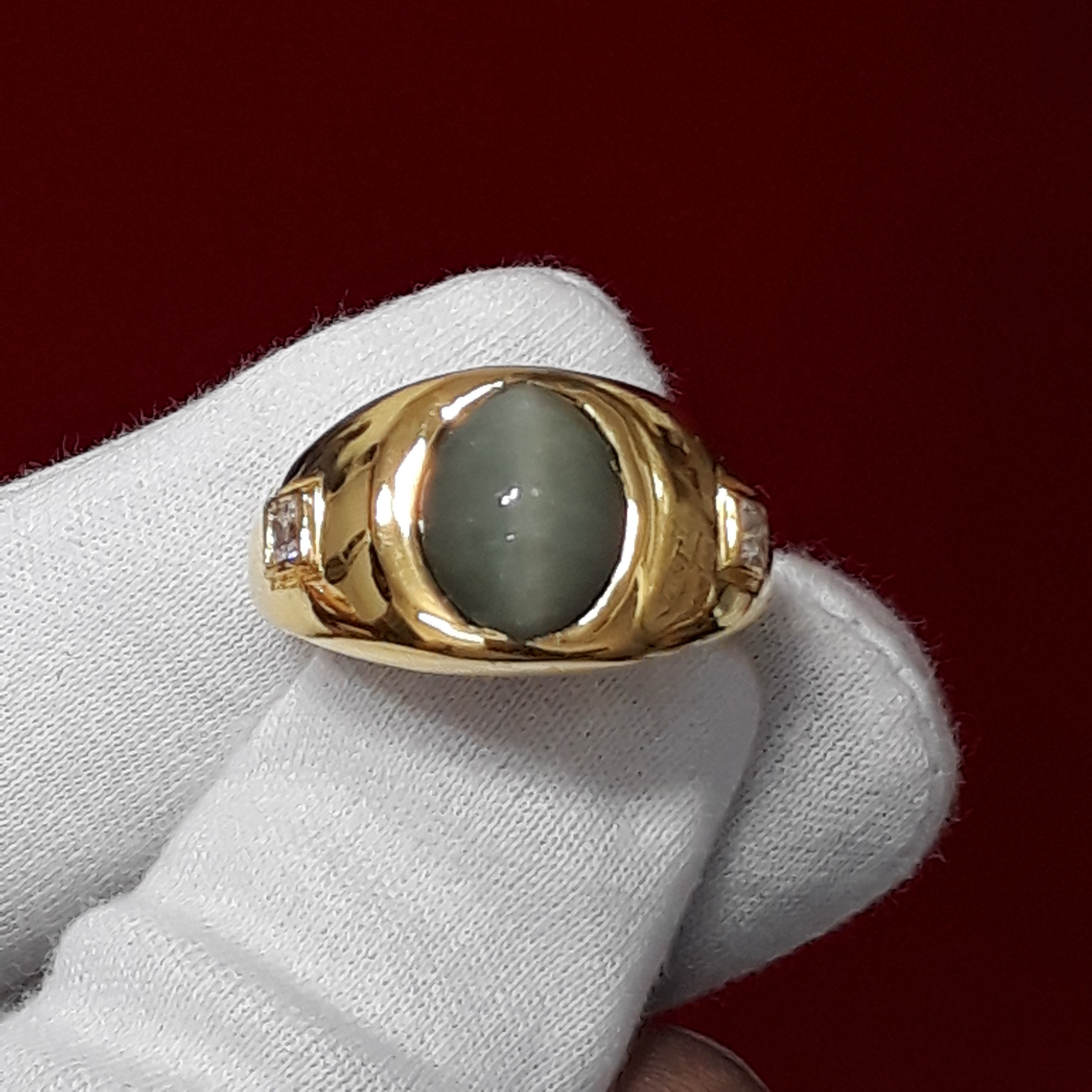 55Carat Natural 4 Carat Cat's Eye Gemstone Silver Ring for Men Women US  Size 4,5,6,7,8,9,10,11,12,13|Amazon.com