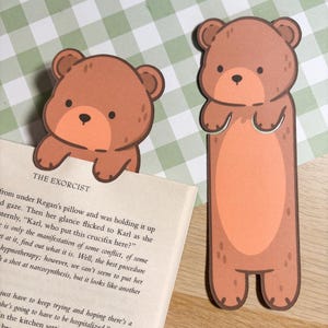 Brown Bear Peeking Bookmark, Cute Teddy Bear, Animal Lover, Book Lover Gift, Cute Animal Bookmark, Wildlife Enthusiast, Zoology