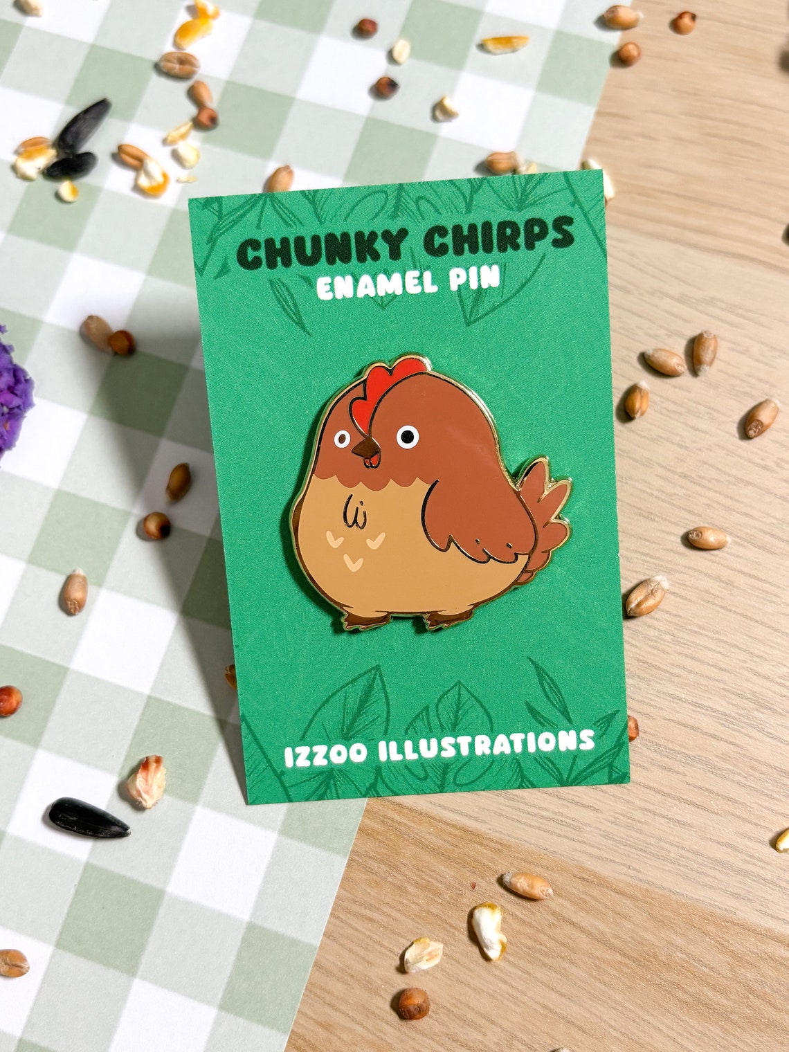 Cute Chicken Enamel Pin, Cottage Core Pin, Vegan Gift, Chunky Chirps - Etsy