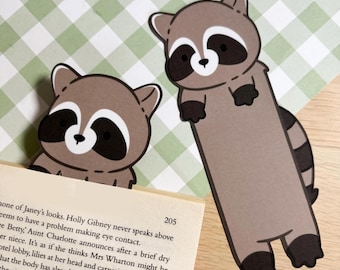 Raccoon Bookmark, Cute Animal Page Marker, Trash Panda Book Lover Gift, Handmade Forest Creature Stationery, Unique Gift for Readers
