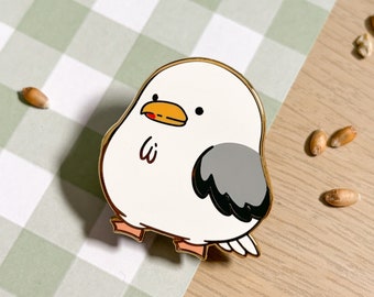 Chunky Seagull Enamel Pin: Funny Bird Wildlife Gift