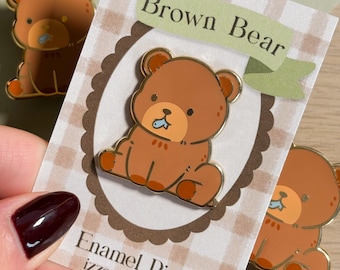 Brown Bear Enamel Pin, Cute Wildlife Enamel Pin, Bear Lover Gift, Wildlife Lover, Custom Enamel Pin, Bear Appreciation