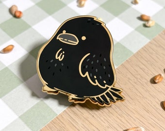 Crow Enamel Pin: Pastel Goth Corvid Bird