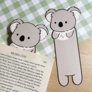 Koala Bookmark, Cute Australian Animal Page Marker, Handmade Gift for Book Lovers, Grey Koala Stationery Gift, Koala Lover Present