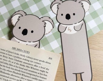 Zakładka do książki z koalą, uroczy australijski zakładka ze zwierzęciem, ręcznie robiony prezent dla miłośników książek, szary prezent papierniczy z koalą, prezent dla miłośników koali