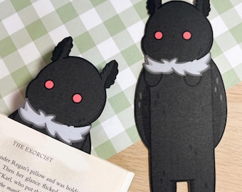 Mothman Bookmark, Cryptid Gifts, Spooky Book Accessories, Mothman Art, Creepy Cute Reading Gift, Handmade Book Mark, West Virginia Folklore
