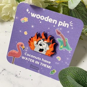 Chaos Pup Fire Coconuts Have Water In Them Pin Kawaii Pin Badge Muffin Pin Blue Puppy Cute Wooden Pin 4cm Wooden Pin Badge