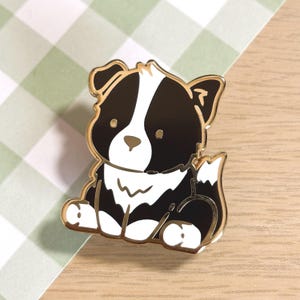 Black Border Collie Enamel Pin, Working Farm Dog, Puppy Lover Gift, Pet Loss Memorial Gift, Dog Parent, Sheep Dog