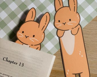 Bunny Bookmark, Hand Drawn Rabbit Illustration, Animal Lover Reading Gift, Whimsical Stationery, Bookish Accessories, Cute Page Marker