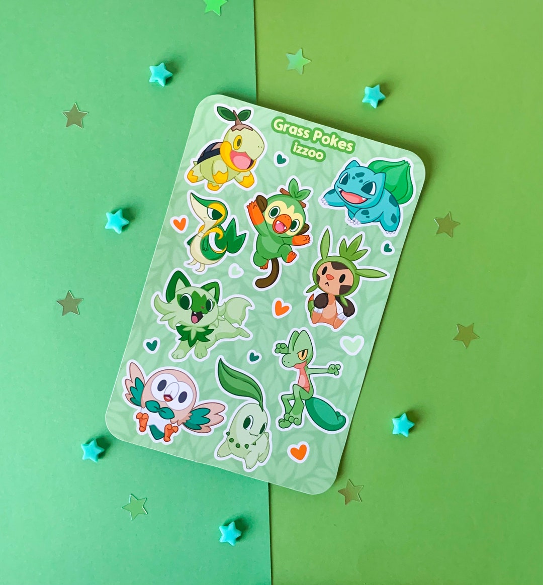 Grass Starter Pokemon Stickers Pokemon Starter Sticker Sheets Planner