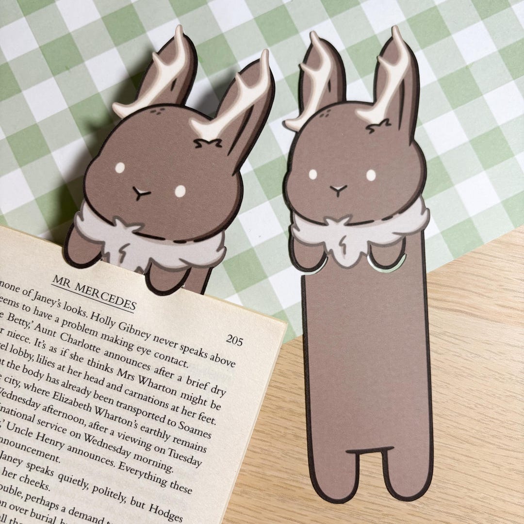 Jackalope Peeking Bookmark, Cute Cryptids, Horror Fan, Cute Jackalope ...