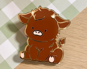 Emaille pin Highland Cow: cadeau Cottagecore boerderijdieren