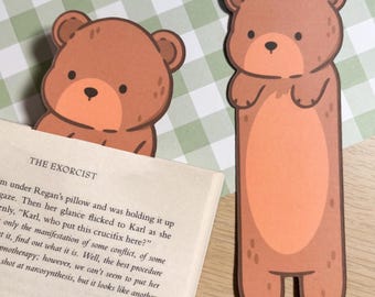 Bear Bookmark, Hand Illustrated Page Marker, Animal Lover Gift, Woodland Stationary, Cozy Reading Accessory, Nature Enthusiast