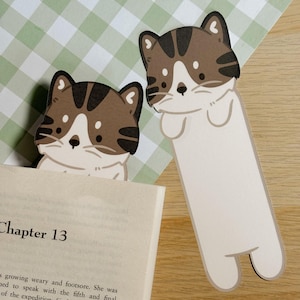 Patched Tabby Cat Bookmark, Orange Patched Kitty Page Marker, Grey Cat Lover Gift, Handmade Book Accessory, Tabby Gift