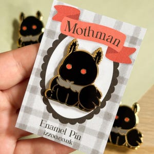 Mothman Enamel Pin, Cute Cryptid Enamel Pin, Folklore Lover Gift, Mothman Lover, Custom Enamel Pin, Cryptid Appreciation, Creepy Cute