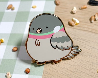 Pigeon Enamel Pin: Chunky Chirps Rock Dove, Pigeon Lover Gift