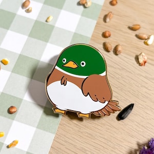 Pin de esmalte de pato real, pin de ánade real, ave silvestre, chirridos fuertes