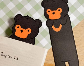 Marcapáginas de oso solar, bonito artículo de papelería malayo de oso solar, regalo para amantes de los libros sobre vida silvestre, marcador de página de animales dibujados a mano, regalo hecho a mano para lectores.