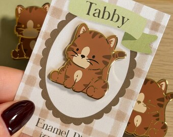 Brown Tabby Cats Enamel Pins, Cute Cat Enamel Pin, Cat Lover Gift, Pet Souvenir, Custom Cat Pin, Tabby Cat Appreciation