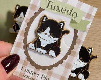 Pines esmaltados de gatos esmoquin, lindo pin esmaltado de gato, regalo para amantes de los gatos, recuerdo de mascotas, pin de gato personalizado, apreciación del gato esmoquin