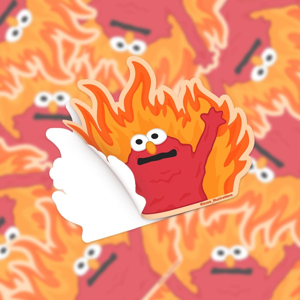 Hellmo Meme Waterproof Vinyl Sticker Meme Vinyl Sticker Funny Puppet Gif Sticker Fire PupperPlanner Sticker