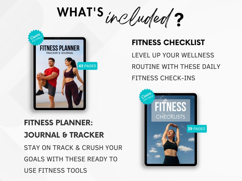 Canva Fitness Planner Template – Resellable PLR Workout Tracker and Health Journal Bundle