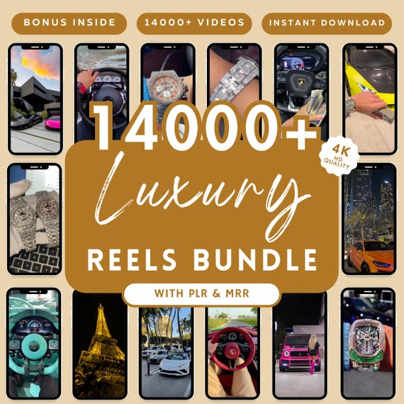 14,000+ Viral Luxury Rich Lifestyle Videos Reels, Cars, Yacht, Plane, Millionaire, TikTok, Instagram, YouTube, Digital Marketing, MRR, PLR