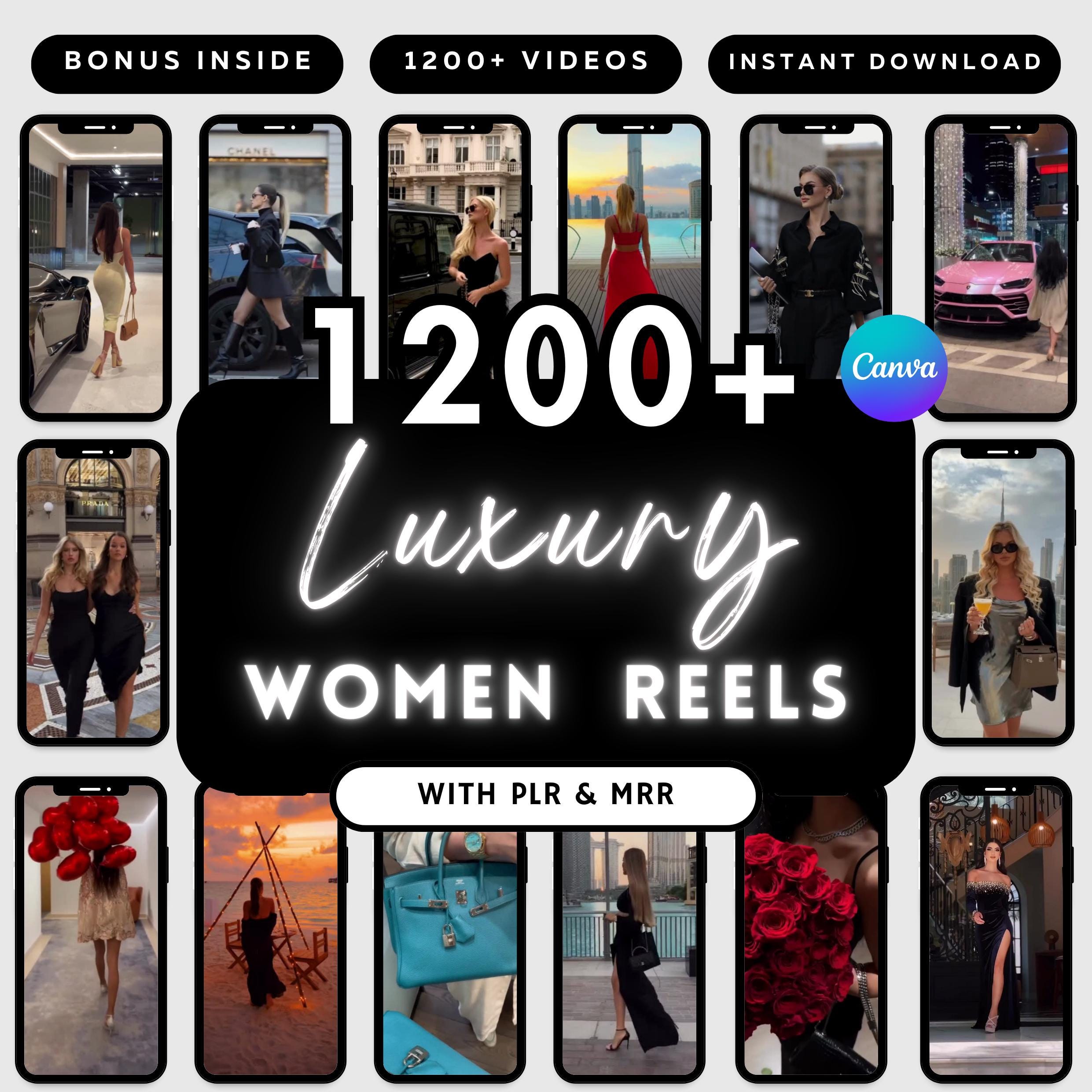 1200+ Luxury Rich Woman Reels for Instagram, Faceless Digital Marketing Videos, Master Resell Rights, MRR/PLR, Canva