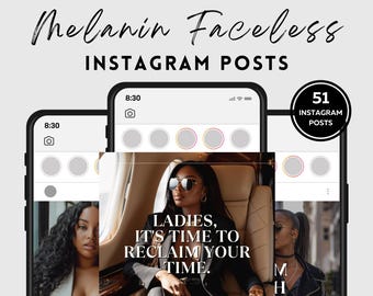 Melanin Faceless Instagram Posts Templates, Faceless Marketing, Master Resell Rights, Plr Products, Done For You Digital Products MRR DFY