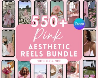 Paquete de fotos de más de 550 videos estéticos rosados sin rostro para carretes de Instagram, derechos de reventa maestra de videos de marketing digital sin rostro, MRR/PLR, Canva