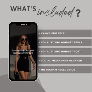 Peut inclure: L'&eacute;cran d'un t&eacute;l&eacute;phone affichant un planificateur de publication sur les r&eacute;seaux sociaux avec une citation qui dit : "Vous &ecirc;tes capable de faire tellement plus que vous ne l'avez jamais r&eacute;alis&eacute;." Le planificateur de publication comprend des mod&egrave;les modifiables Canva, plus de 50 bobines d'&eacute;tat d'esprit de la d&eacute;brouillardise, plus de 50 publications d'&eacute;tat d'esprit de la d&eacute;brouillardise, un planificateur de publication sur les r&eacute;seaux sociaux et un guide des bobines Instagram.