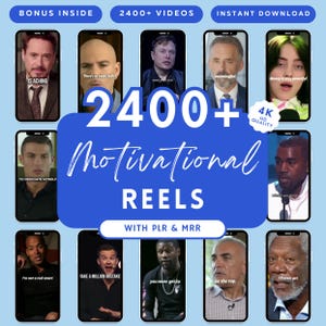 2400+ Motivational Reels Videos Instagram, Tiktok Video, YouTube Short, IG ,Viral Video Success Business Inspiration Reels bundle, MRR/PLR