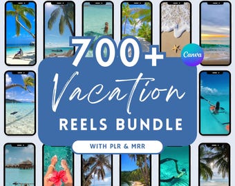 700+ Beach Vacation Videos Photo Bundle for Instagram Reels, Faceless Digital Marketing Videos Master Resell Rights, MRR/PLR, Canva