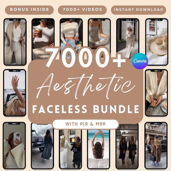 7000+ Faceless Reels Bundle, Videos, Faceless Marketing, Faceless Reels, Faceless Video, Aesthetic Reels, Digital Marketing, MRR/PLR, Canva