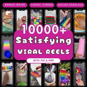 Pacchetto di oltre 10.000 soddisfacenti video ASMR Viral Reels / TikTok, Instagram, YouTube Shorts / Slime, taglio del sapone, artigianato, frantumazione e altro / MRR/PLR