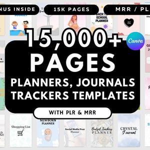 15000+ Pages PLR Canva Template Bundle, 200 Canva Templates, Planners, Journals, Trackers, Printable, Master Resell Rights, Mrr Products