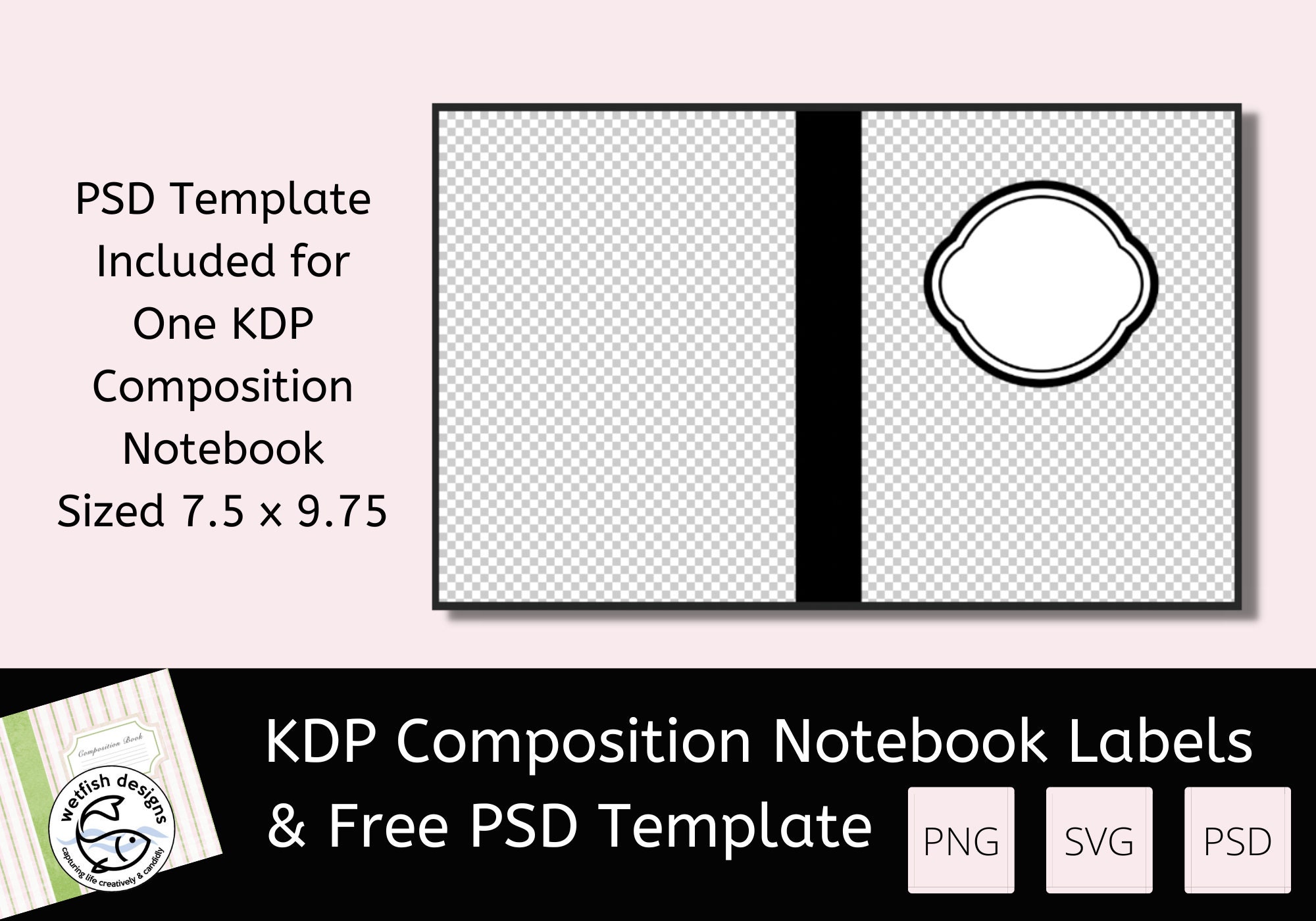 KDP Composition Notebook Labels Set One (PNG, SVG) • Instant Download ...