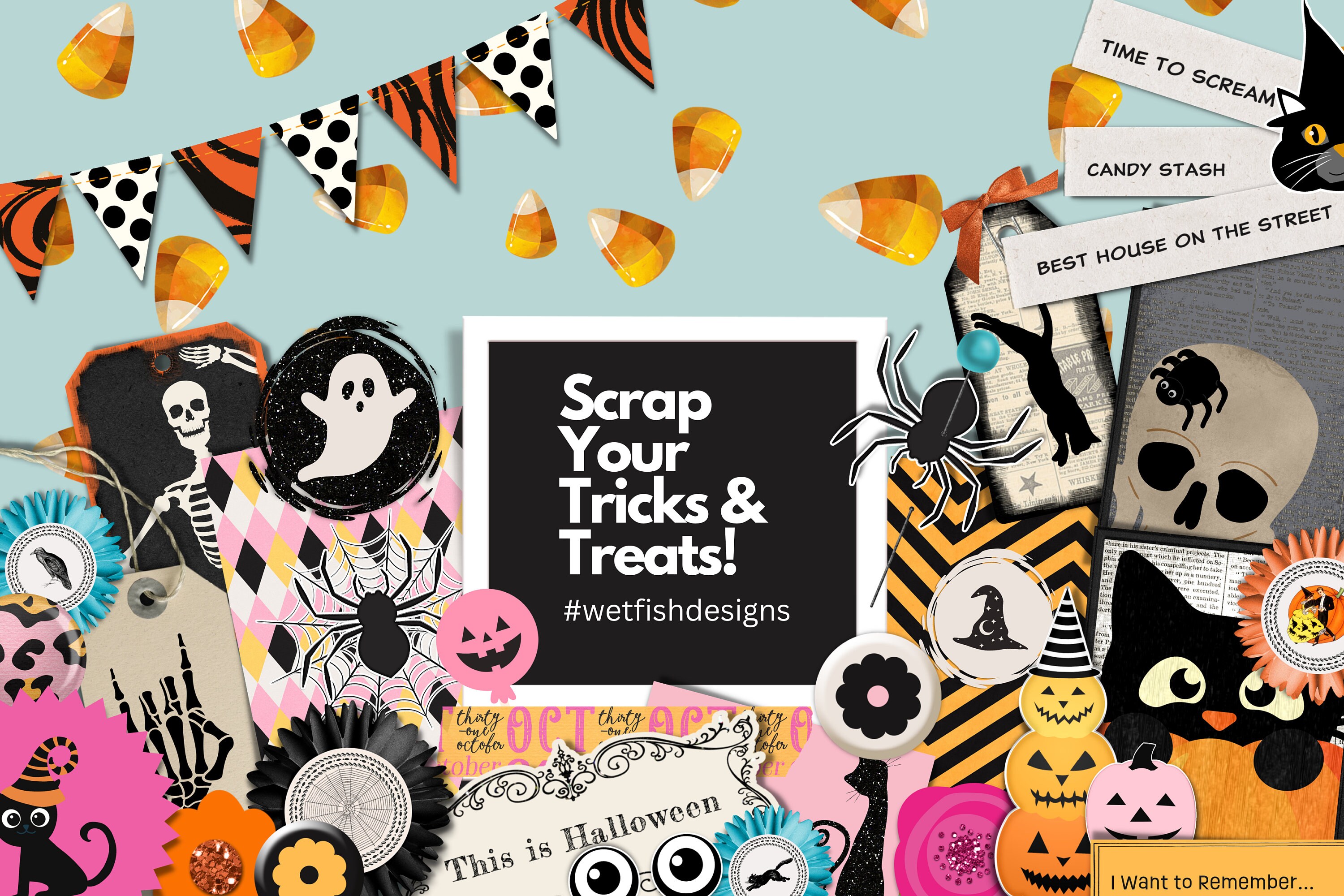 40 PNG Printable Pink Halloween Digital Washi Tape Strips for - Etsy