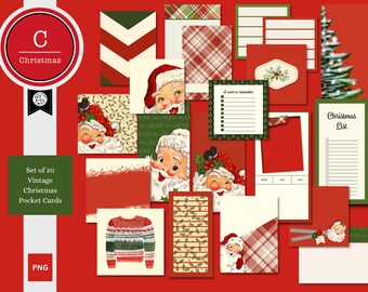 Vintage Christmas Cards For Holiday Scrap Book Printable Christmas Clipart for Scrapbooking Junk Journal Cricut Crafts Printable Gift Tags