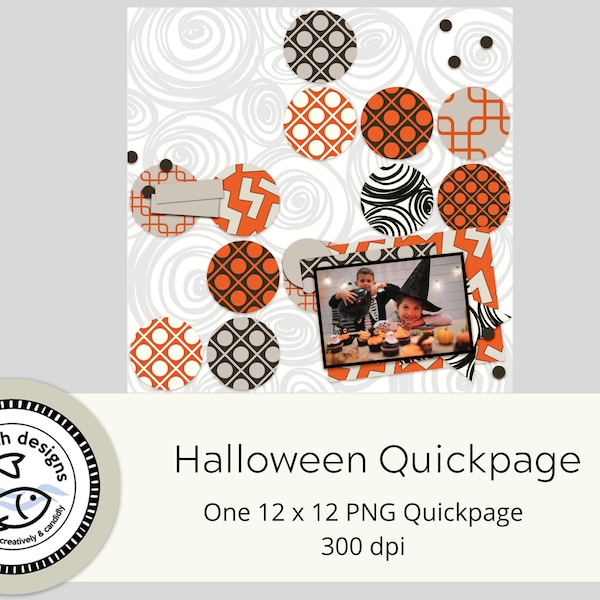 Scrapbook Quick Page For Halloween Printable Scrapbook Templates For Shutterfly Photo Books 12x12 PNG 3 Pages Templates Easy to Customize