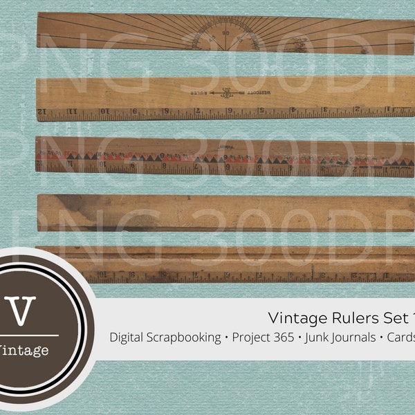 Digital Vintage Rulers for Digital Scrapbooking, Junk Journals, Crafting and more...