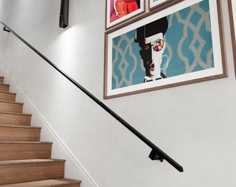 Handrail for Stairs, Tube Size 1.57" * 0.78" (40mm-20mm) Rectangular Tube - Wall Mounted Handrail | Angle Cut Version