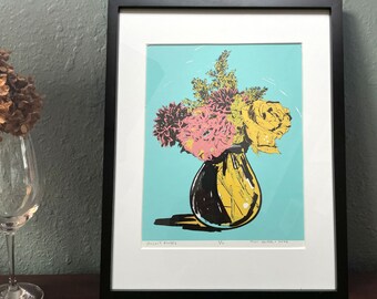 Hazel's Flowers - Silkscreen, Art Print, Handmade Screenprint